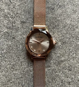 Ellen Tracy Damenuhr 23 mm roségoldfarbenes Gehäuse/Band Diamant Akzent Zifferblatt BW - Bild 1 von 7