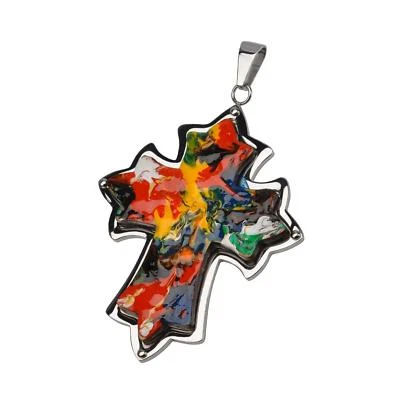 ROBERTO ARICHI INOX ACERO INOXIDABLE MADERA DE OLIVO PINTADO A MANO CRUZ SSP302 Foto 1 de 4