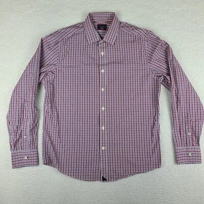 UNTUCKit рубашка мужская средний синий красный клетку 100% хлопок платье на пуговицах - Изображение 1 из 4