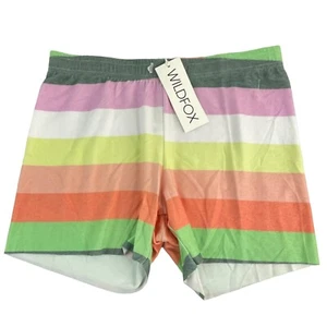 Wildfox Shorts Women's Sz L Sorbet Carter Stripes Elastic Waistband Raw Hem $50 - Picture 1 of 9