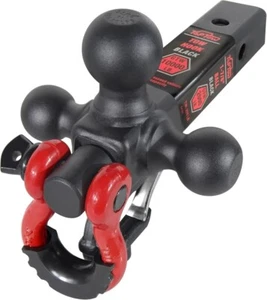 TOPTOW Recovery Shackle Ball Hitch Mount w/Matte Black Triple Tow Ball, 2-in Sha - Picture 1 of 7