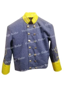 US Civil War Confederate Cavalry Shell Jacket – Grey Wool Yellow Trim & Button - Picture 1 of 2