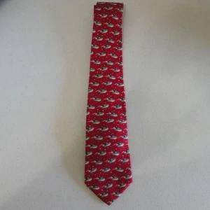 Corbata roja 100 % seda Vineyard Vines hecha a mano en EE. UU. para hombre con papá Noel y barcos - Imagen 1 de 8