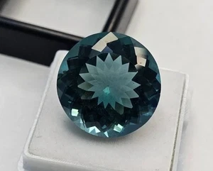 VVS Tourmaline Teal Blue Round Cut 19-20 Ct Natural Loose EGL Certified Gemstone - Picture 1 of 10