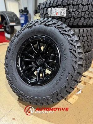 17x9 Fuel D679 Rebel Black Wheels 33" Baja AT Tires 6X135 Ford F150 Expedition - Image 1 of 4