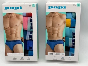 NUEVO PAQUETE DE 5 CALZONCILLOS DE TIRO BAJO PAPI PARA HOMBRE SUAVE AL TACTO SIN ETIQUETAS 4 VÍAS ELÁSTICOS MEDIANOS - Imagen 1 de 9
