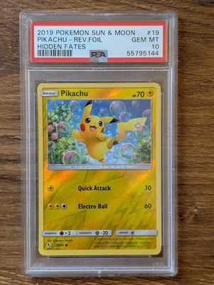 2020 Pokemon Hidden Fates PSA 10 PIkachu #30 #19 Reverse Foil Hol - Image 1 of 2
