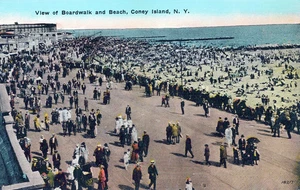 BROOKLYN NY - Cartolina Coney Island lungomare e vista spiaggia - Foto 1 di 2