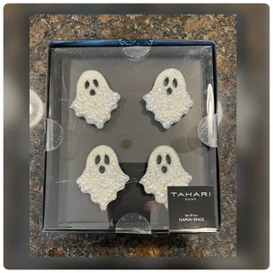 Tahari - "Fly by Night" Set mit vier Geist Serviettenringen. - Bild 1 von 3