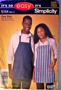 Simplicity unisex Apron Sewing Pattern 5154 - uncut English, Espanol, French VTG - Picture 1 of 3