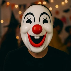 PVC Halloween Clown Mask Red Nose Happy Clown Costume Cosplay Event - Picture 1 of 12