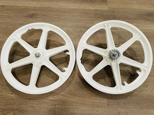 Paar 20" Fahrrad Mag Laufräder Satz 6 Speichen weiß für GT Dyno Haro jedes BMX BIKE - Bild 1 von 6