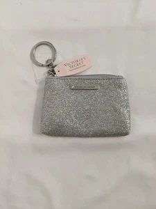 Cartera Monedero Victoria's Secret Plateada Metálica Brillante Brillo Llavero Cremallera Nueva con Etiquetas - Imagen 1 de 7