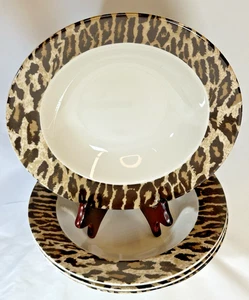 VTG SET (4) 222 Fifth JUNGLE JIM Nick & Nora 9 1/8” Soup Salad Bowls Leopard - Picture 1 of 6