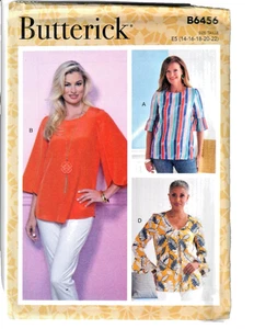 Butterick B6456 Misses' Loose Fitting Pullover Top 4 Variations 14-22 Plus - Picture 1 of 5