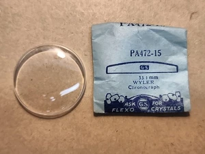Vintage NOS GS PA472-15 33,1mm Armbanduhr Kristall für Wyler Chronograph  - Bild 1 von 4
