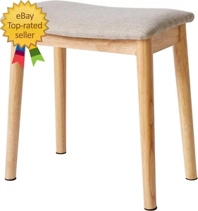 Saddle Cushion Vanity Stool Chair, Foot Rest Stool with Solid Wood Legs, Modern - Picture 1 of 8