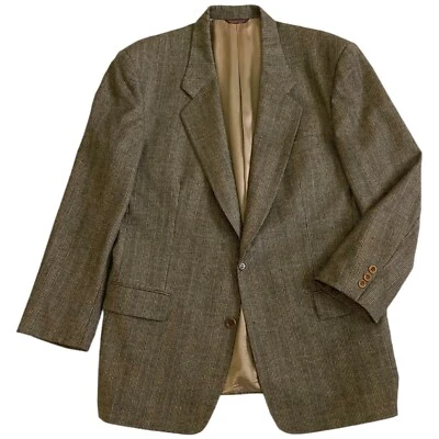 Jaqueta Blazer Masculina 44L Hugo Boss Casaco Esportivo de Tweed Marrom Cinza Azul Lã Vintage - Imagem 1 de 4