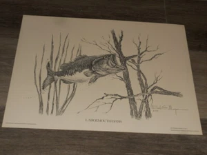1978 Bob Gillespie Large Mouth Bass Print Sportsman Series 16" x 12" NICE - Picture 1 of 6