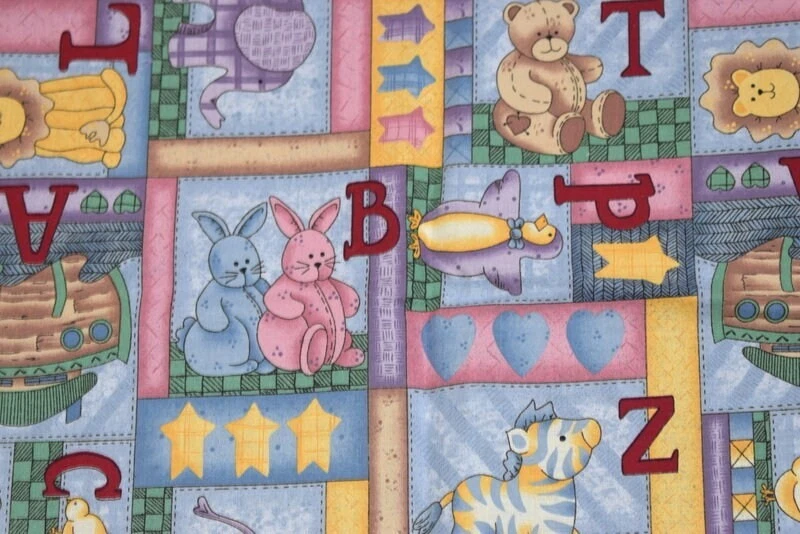 Leslie Beck VIP Cranston Nursery Fabric Alphabet/Animal Print 47" L USA - Image 1 of 4