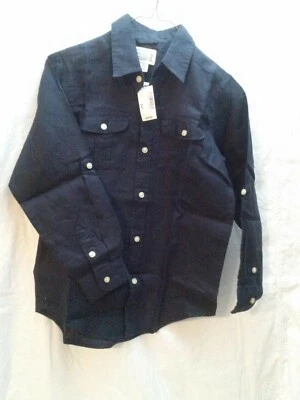 CAMISA ABOTONADA DE LINO VESTIDO DE LUGAR PARA NIÑOS. AZUL MARINO TALLA M (7/8) Foto 1 de 4