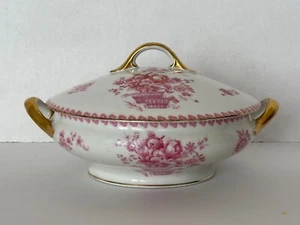 Vtg Limoges France Superieur Royal Red Soup Tureen w/ Lid Pink/Gold – Very Nice! - Picture 1 of 15