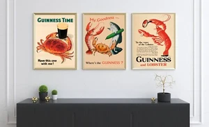 Guinness and lobster vintage posters beer food and drink prints A2 A3 A4 8x10 in - Picture 1 of 6