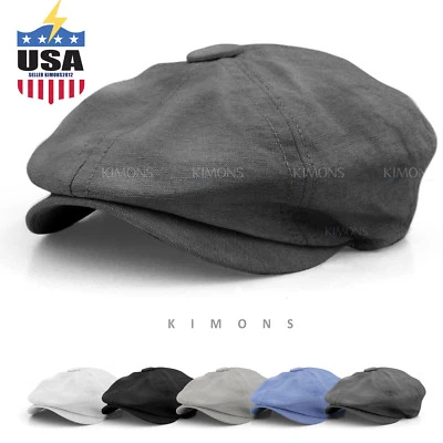 Light Newsboy Cabbie Gatsby Cap Mens Ivy Hat Driving Summer Sun Flat Cotton