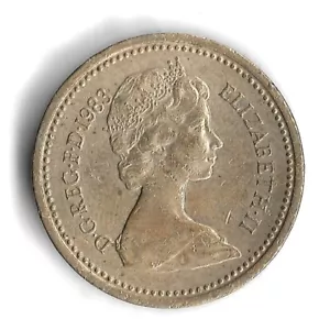 1983 UK Great Britain 1 Pound World Coin - KM# 933 - Picture 1 of 2