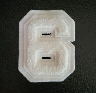 Chenille White Number Patch #6 or #9 Felt Sew-on 4 Inch Varsity Jacket Letterman - Image 1 of 4