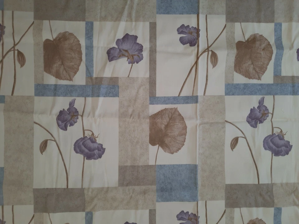 VTG 52" X 74" Upholstery Fabric 2+ Yards Beige Brown Purple Floral Canvas - Image 1 of 4