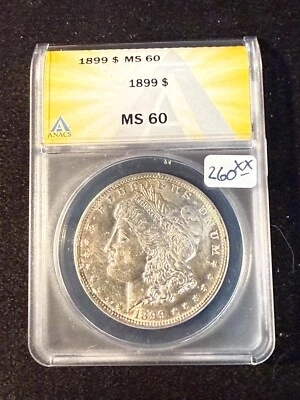 1899 MORGAN DOLLAR ANACS MS 60 - Image 1 of 4