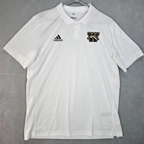 Western Michigan Broncos Adidas Polo Shirt Mens Large White Climcool Cover