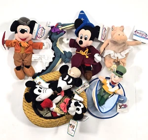 VTG DISNEY BEAN BAG PLUSH LOT FANTASIA MICKEY CLASSIC COMIC MAD HATTER W/ TAGS - Picture 1 of 19