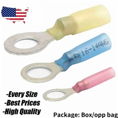 Обжимные разъемы проводов водонепроницаемые термоусадочные кольцевые клеммы 22-10 AWG в наличии в США - Изображение 1 из 4