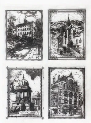 Estampillas adhesivas transparentes de franqueo de arquitectura Foto 1 de 2