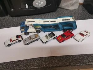 MATCHBOX LESNEY SUPERKINGS BEDFORD CAR TRANSPORTER WITH 5 CARS VINTAGE - Picture 1 of 14