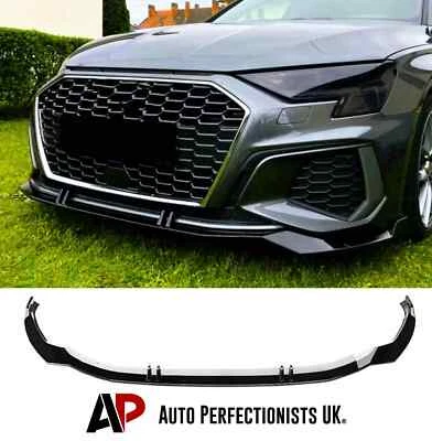 AUTO PERFECTIONISTS UK Kit de carrocería alerón divisor delantero negro brillante Audi A3 S3 S Line 8Y 2020+