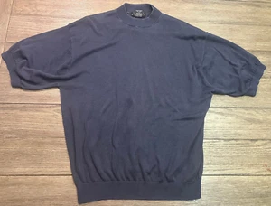 Baracuta Blue Silk Cotton Short Sleeve Pullover Shirt Size Large Banded - Picture 1 of 6