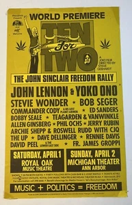 1989 Ten For Two John Sinclair Freedom Rally John Lennon Yoko 6.75" x 11" Flyer - Picture 1 of 6