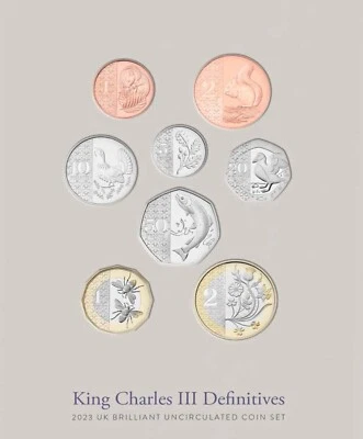 2023 King Charles III Definitive 8-Coin Set inkl. Salmon 50p Münze mit PRIVY - Bild 1 von 4