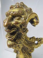 19c Bronze Devil Demon Antique Decorative Art Ornate Architectural Hardware