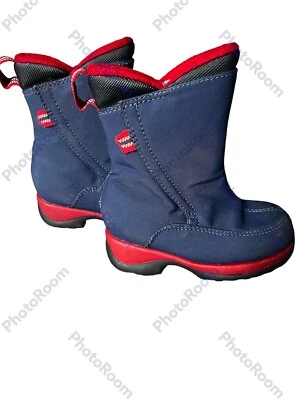 Land's End ребенка ясельного возраста мальчиков/девочек размер 7 М синий/красный зимний снег дождя ботинки - Изображение 1 из 4
