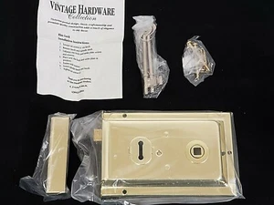 Vintage Hardware Collection Door Rim Lock , Polished Brass Finish 6x4" NEW - Picture 1 of 2