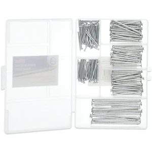 ROUND WIRE NAILS 190Pc 20/30/50mm Long Galvanised Flat Head Tack Wood Masonry - Picture 1 of 1