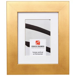 Craig Frames Bauhaus, 2" Wide Modern Antique Aged Gold Picture Frame With a Mat - Picture 1 of 9