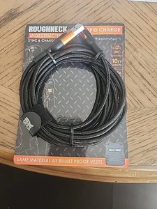 Roughneck Indestructible Rapid Charge Sync & Charge Cable Type C Black 10 Feet - Picture 1 of 2
