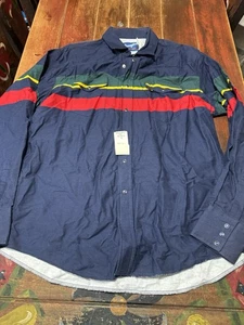VTG 90s Wrangler Western Shirt Mens XL Aztec Southwest Horizontal Striped New - Picture 1 of 12