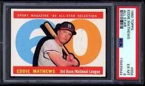 1960 Topps #558 Eddie Mathews PSA 6 CENTERED - Picture 1 of 2