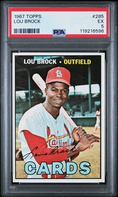1967 TOPPS #285 LOU BROCK EX PSA 5 (BEAUTIFUL CARD, LOOKS NM-MT) - Image 1 of 2